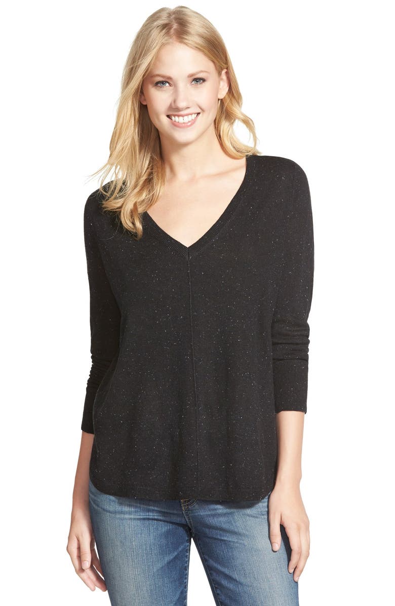 Caslon<sup>®</sup> High-Low V-neck Sweater, Main, color, 