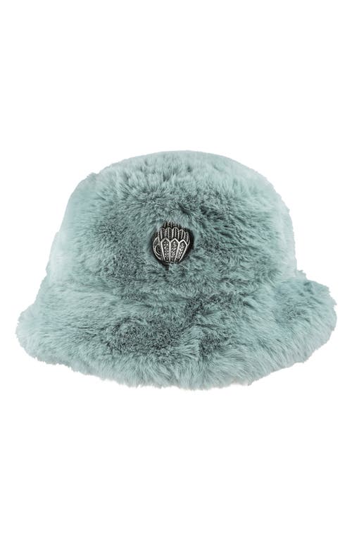 Faux Fur Bucket Hat in Mint Green
