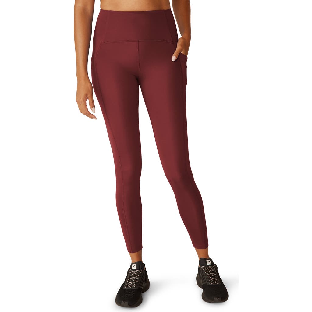 Shop Beyond Yoga Powerbeyond Strive High Waist Pocket Leggings In California Merlot