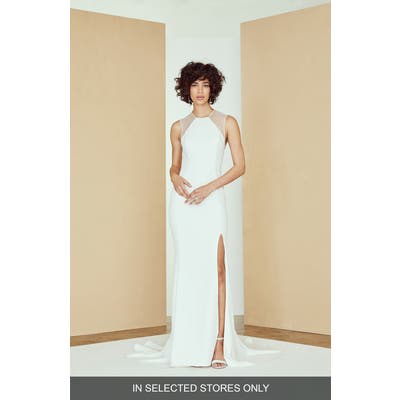 Nouvelle Amsale Archer Mesh Panel Sheath Wedding Dress, Size IN STORE ONLY - Ivory