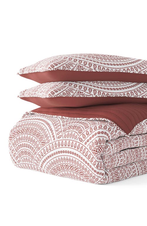Shop Homespun 3-piece Reversible Scallop Print Quilt Set In Terracotta
