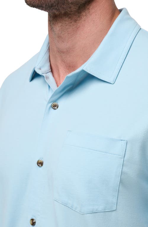 Shop Travismathew Sands Of Time Short Sleeve Stretch Button-up Shirt In Dream Blue