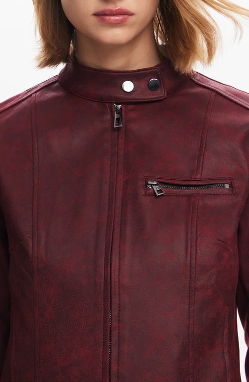 Shop Desigual Munich Faux Leather Moto Jacket In Red