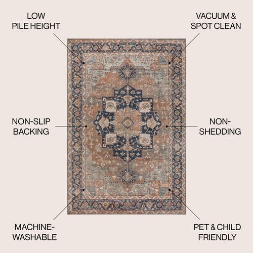 Jonathan Y Maris Ornate Medallion Machine-washable Area Rug In Beige/blue