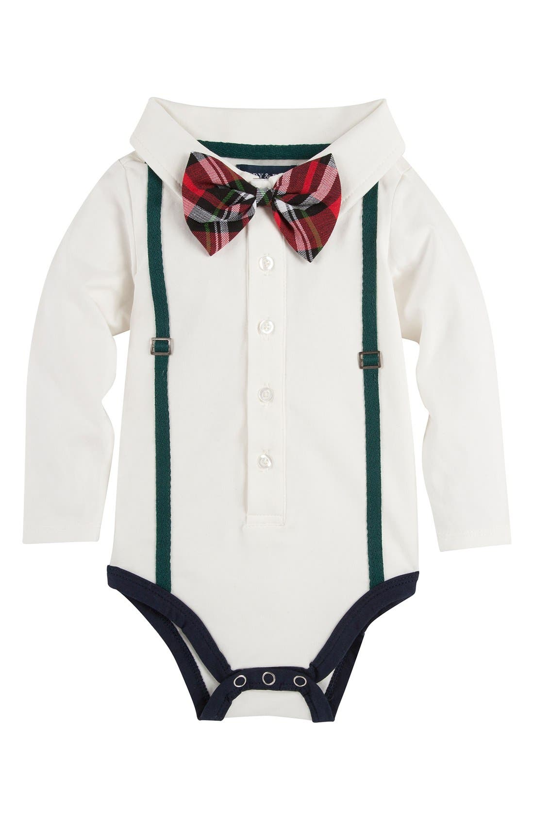 Andy & Evan 'Shirtzie' Polo With Suspenders Bodysuit (Baby Boys