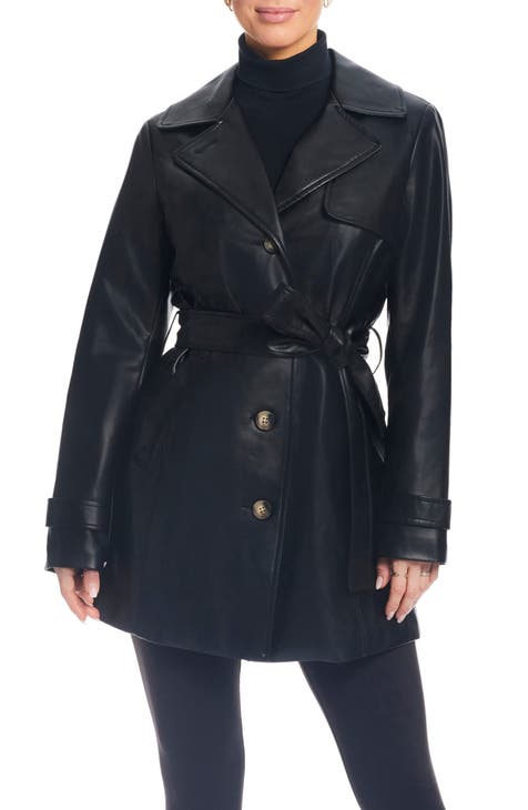 Faux Leather Trench Coat