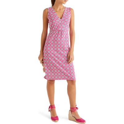 Boden Eden Geo Print Jersey Sleeveless Dress, Pink