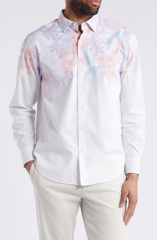 Tommy Bahama Sarasota Stretch Fade La Fleur Floral IslandZone Button-Up Shirt White at Nordstrom,
