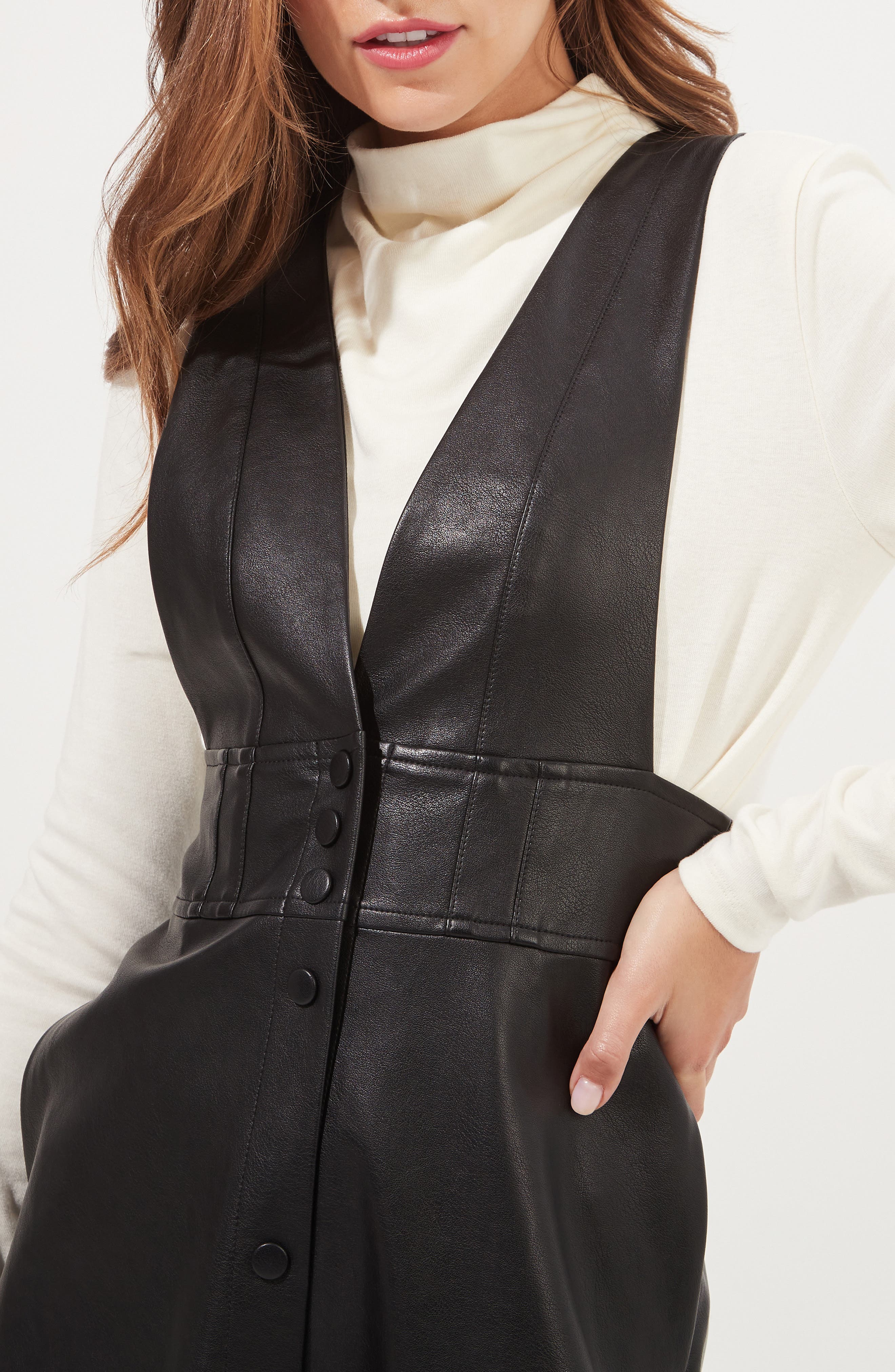 faux leather pinafore