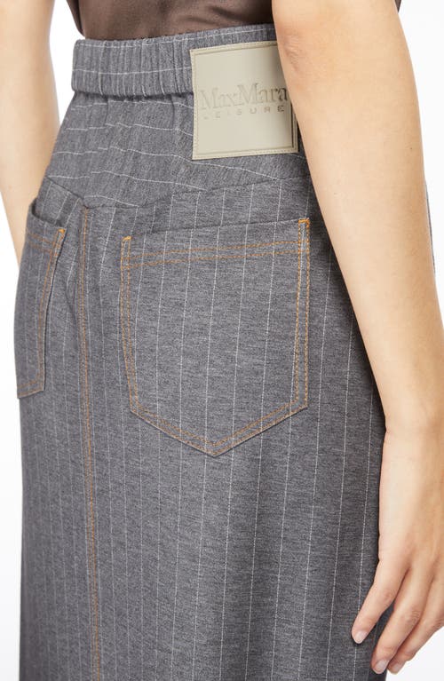 Shop Max Mara Leisure Breda Pinstripe Cotton Blend Midi Skirt In Medium Grey