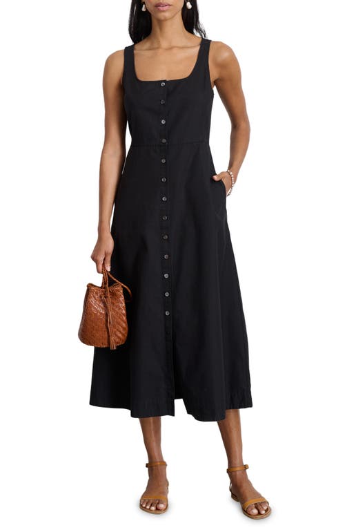 Shop Alex Mill Piper Square Neck Cotton Blend Midi Dress In Rich Black