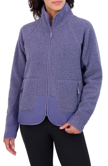 Sage Collective Sage Collective Faux Shearling City Cropped Jacket In Country Blue
