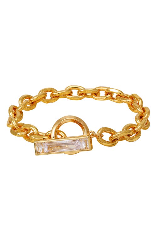 Shop Vince Camuto Crystal Toggle Chain Bracelet In Gold Tone
