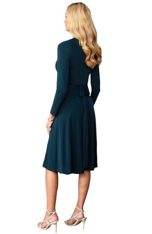 Shop Hotsquash London Clothing Long Sleeve Wrap Dress In Woodland Teal