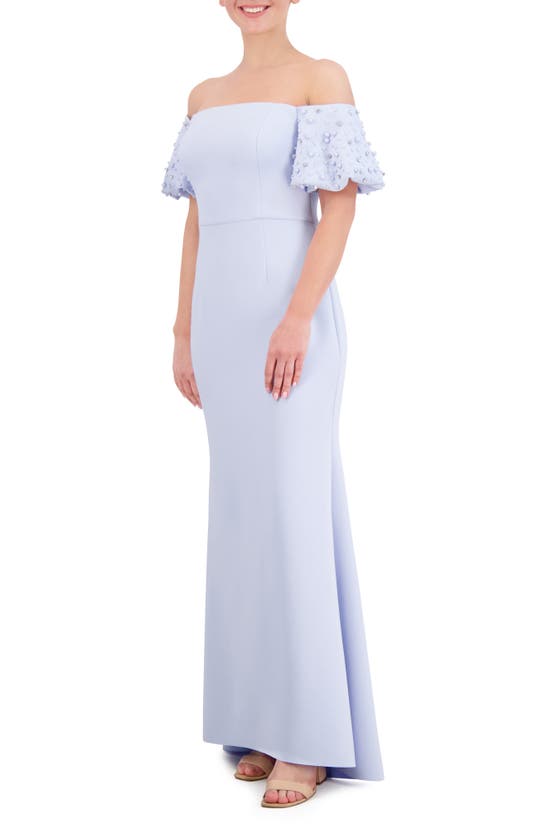 Shop Eliza J Beaded Off The Shoulder Gown In Periwinkle