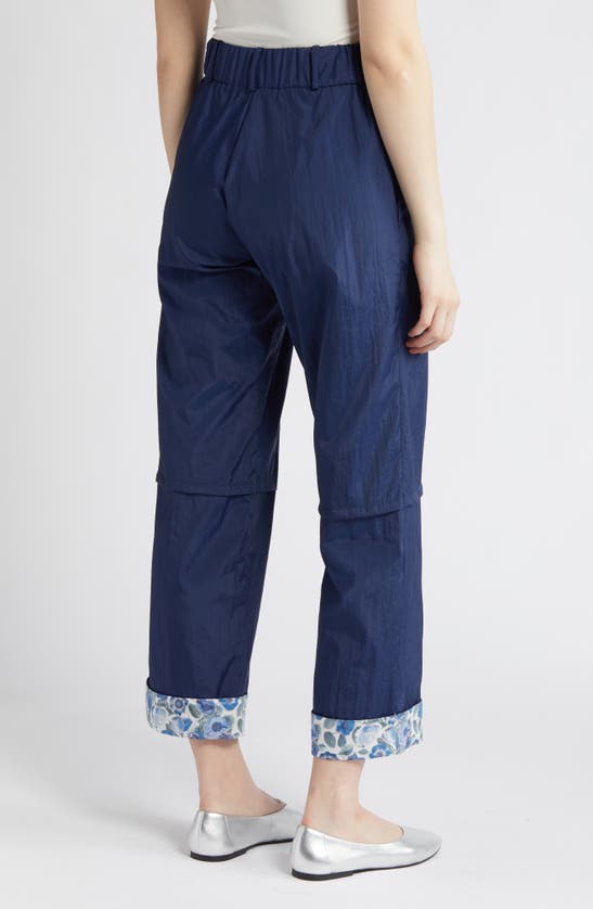 Shop Coming Of Age X Liberty London Heidi Rose Print Cuff Pants In Navy/heidi Rose