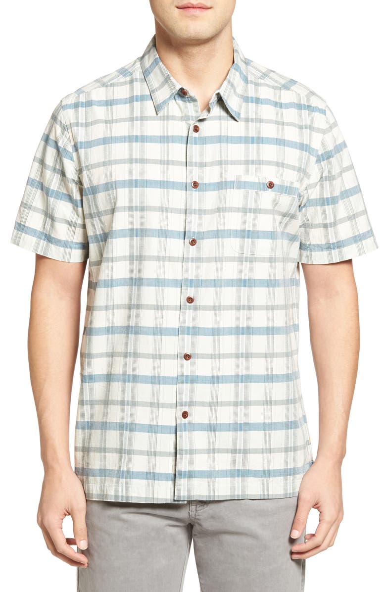 Quiksilver Waterman Collection 'Idle Time' Regular Fit Plaid Camp Shirt ...
