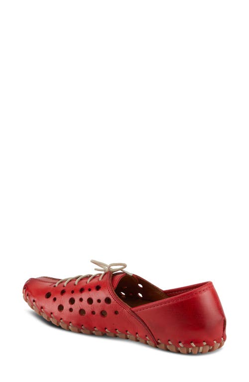 Spring Step Moonwalk Perforated Leather Shoe In Red