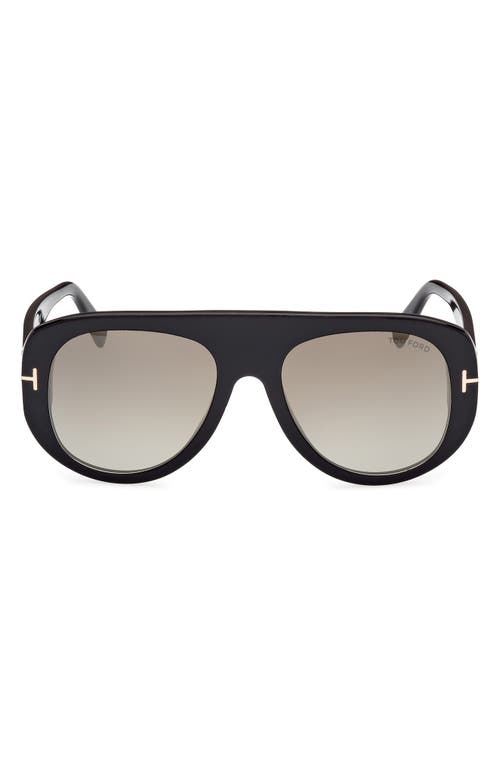TOM FORD Cecil 55mm Pilot Sunglasses in Shiny Black /Brown Mirror at Nordstrom