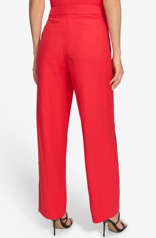 Shop Dkny Twill Straight Leg Cargo Pants In Flame