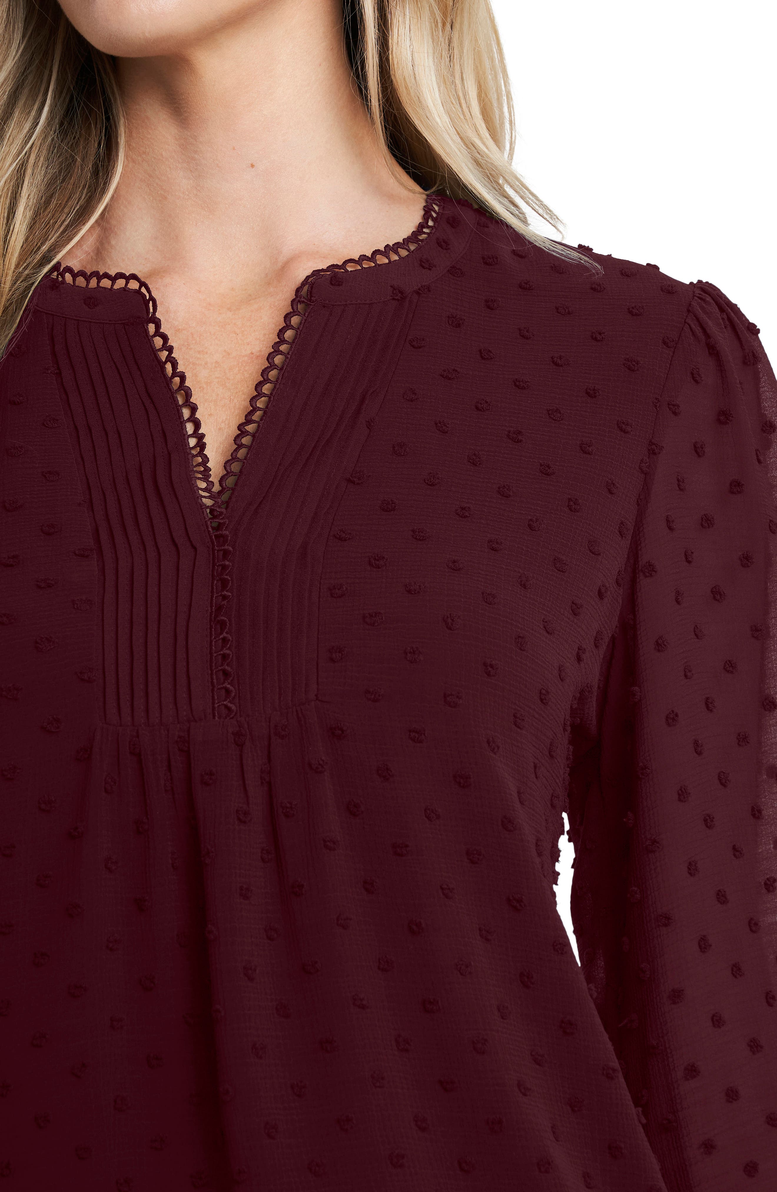 CeCe Clip Dot Long Sleeve Blouse Nordstrom