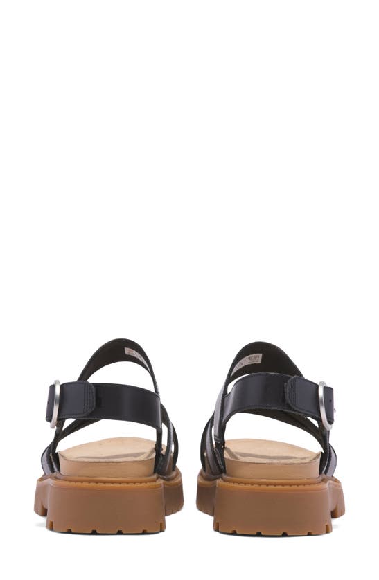 Timberland Clairemont Way Cross Strap Sandal In Black Full Grain