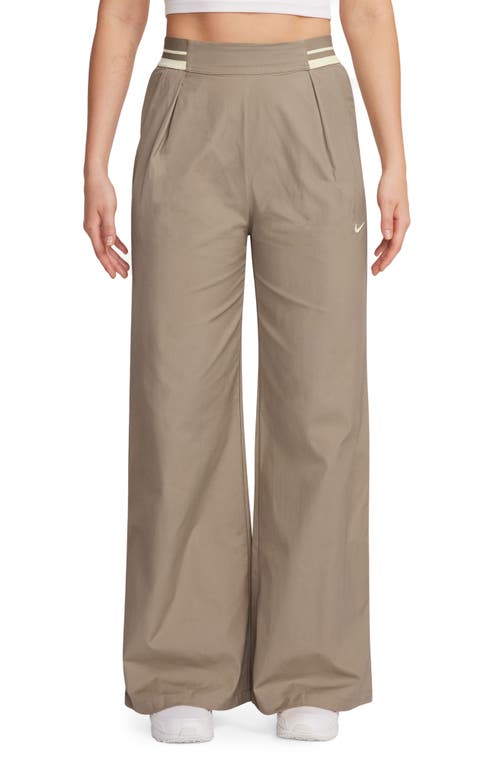 Nike High Waist Cotton Pants In Brown