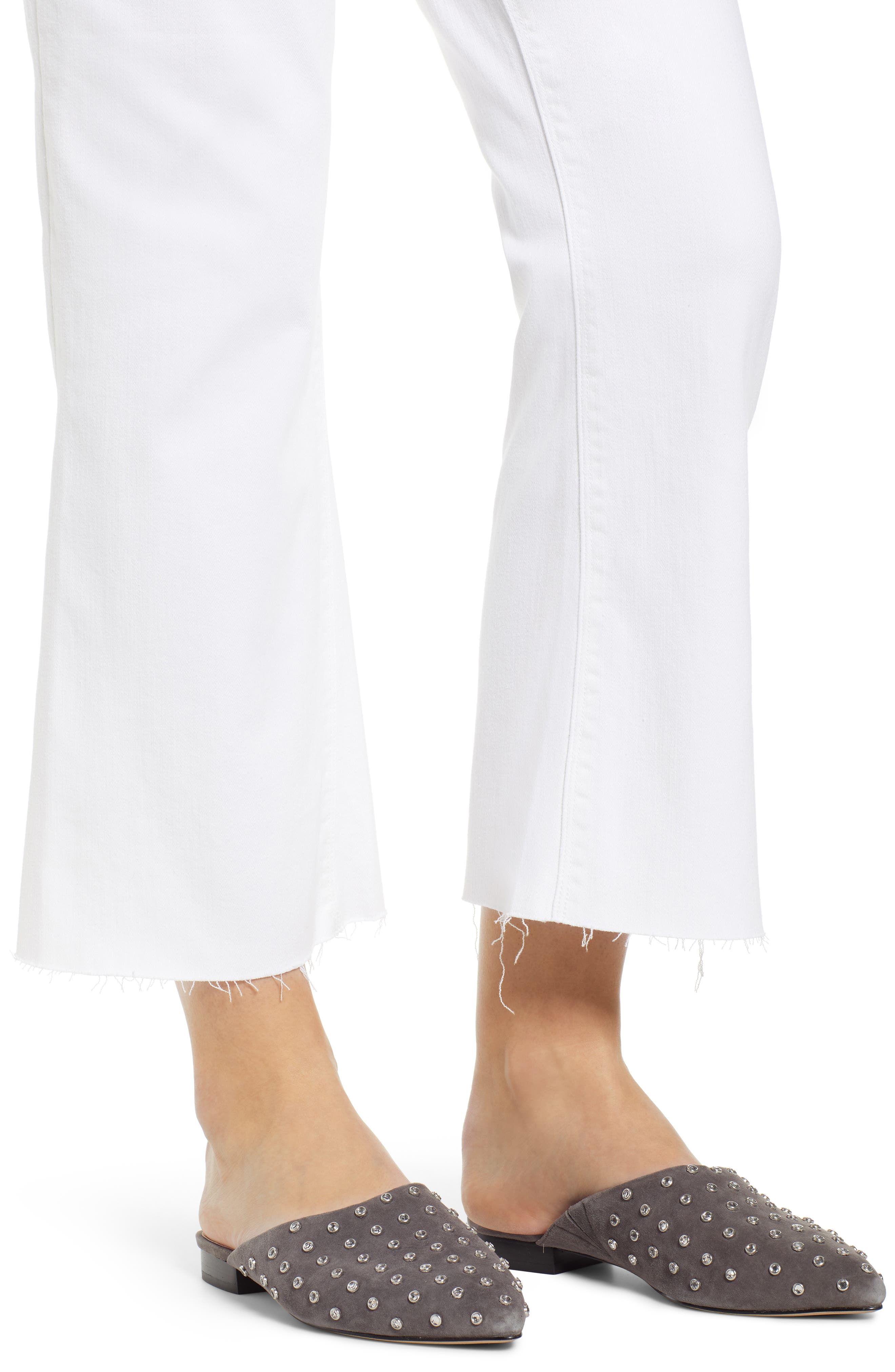 spanx white cropped flare jeans