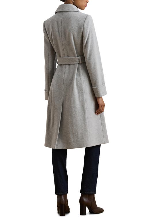 Shop Lauren Ralph Lauren Wool Blend Wrap Coat In Light Heather