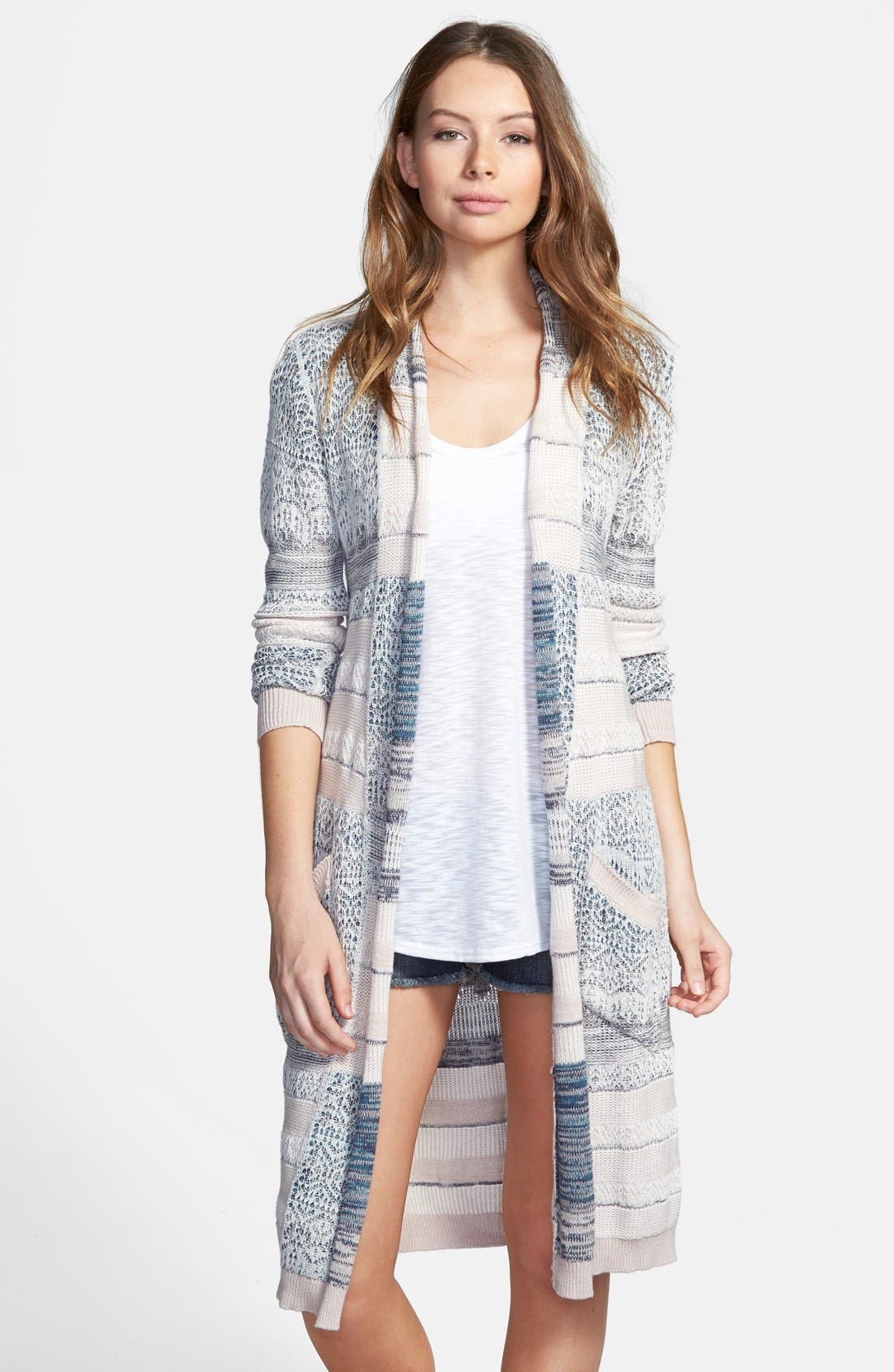Sun & Shadow Long Ombré Open Cardigan (Juniors) Nordstrom