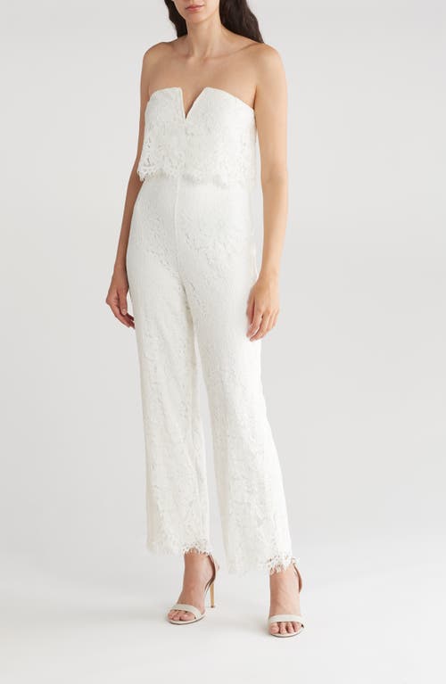 Shop Lulus Power Of Love Strapless Lace Jumpsuit In White/white