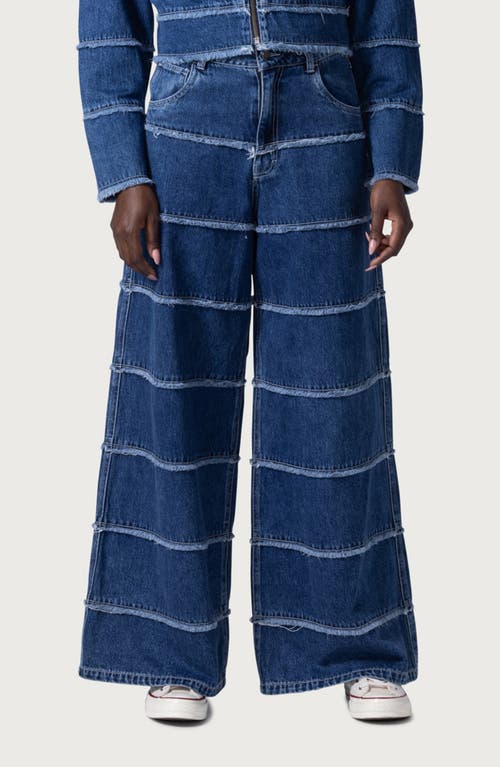 Shop Honor The Gift Paneled High Waist Wide Leg Jeans In Indigo