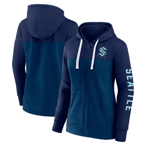 Women's Milwaukee Brewers Fanatics Branded Navy/Gray City Ties Hoodie  Full-Zip Sweatshirt