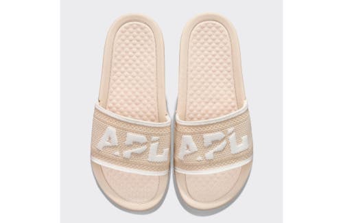 Shop Apl Athletic Propulsion Labs Big Logo Techloom Slide Sandals In Beach/ivory