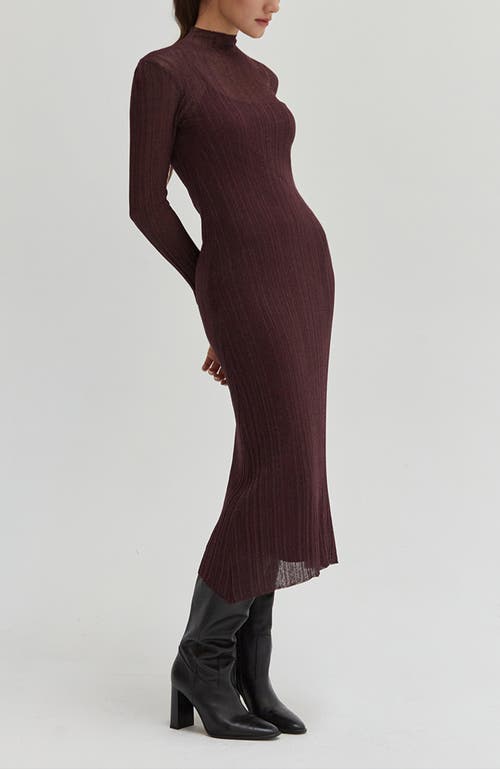 Crescent Sheer Lurex Maxi Dress In Cabernet