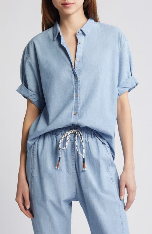 XÍRENA Channing Chambray Button-Up Shirt Dusty Blue at Nordstrom,
