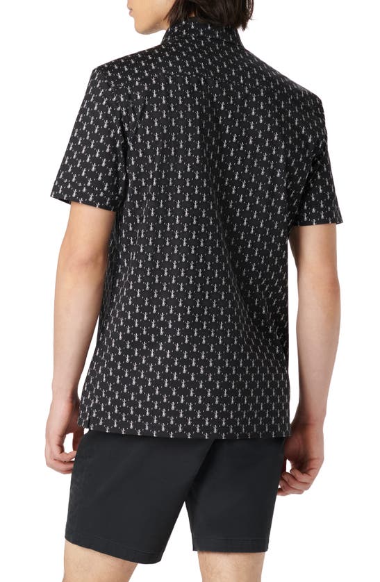 Shop Bugatchi Milo Ooohcotton® Print Short Sleeve Button-up Shirt In Black