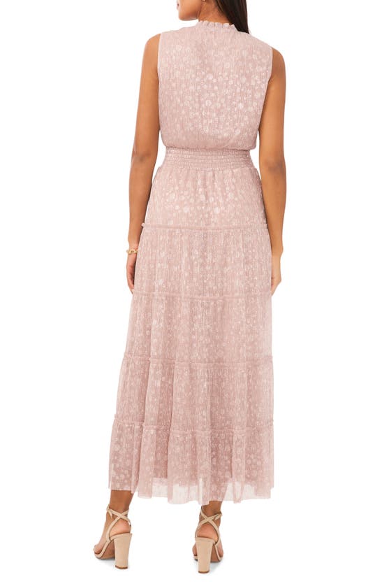 Shop Chaus Metallic Sleeveless Tiered Maxi Dress In Serene Mauve