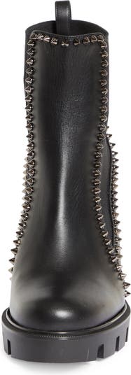 Christian Louboutin Spike Leather Chelsea Red Sole Booties