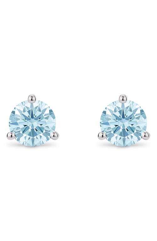 1.5-Carat Round Lab Grown Diamond Stud Earrings in Blue/14K White Gold