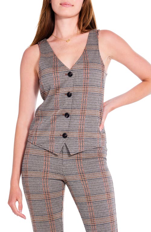 NIC+ZOE Sketched Plaid Vest in Neutral Multi
