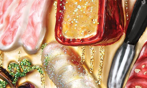 Old World Christmas Charcuterie Board Glass Ornament In Brown/yellow Red/purple