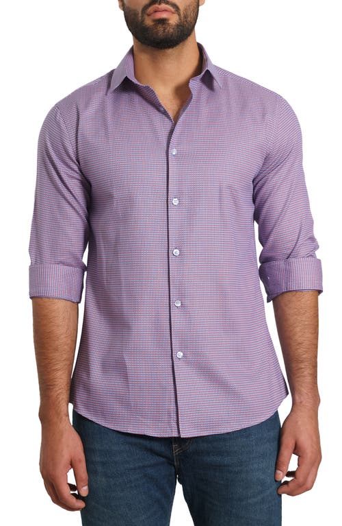 Jared Lang Trim Fit Microdot Print Button-Up Shirt Lavender at Nordstrom,
