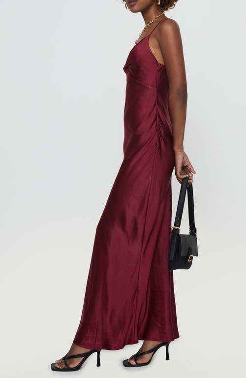 Princess Polly Marilyn Front Twist Satin Dress In Dark Red