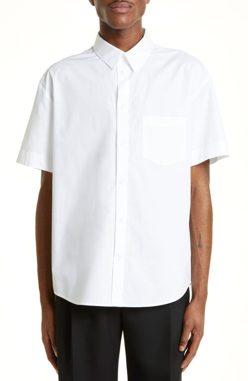 Simone Rocha Classic Short Sleeve Button-Up Shirt in White /Pearl