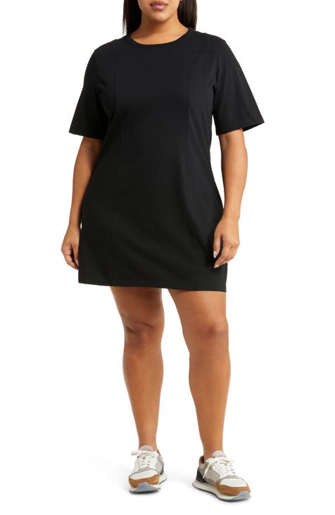 Seamed Cotton T-Shirt Dress (Plus Size)