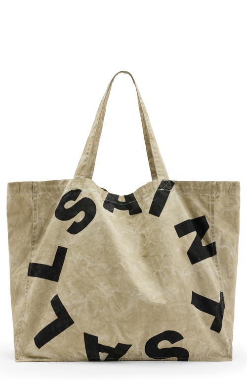 Shop Allsaints Large Tierra Canvas Tote Bag In Taupe/jet Black