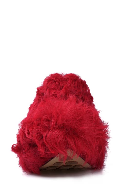 Zigi Fauna Faux Fur Platform Clog Slipper In Red