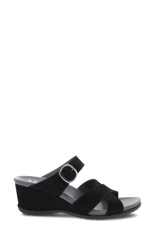 Shop Dansko Aubree Wedge Sandal In Black Nubuck