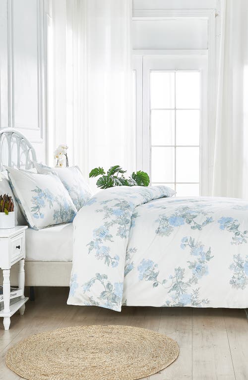 Melange Home Rose Percale Cotton Duvet Cover & Sham Set In Blue